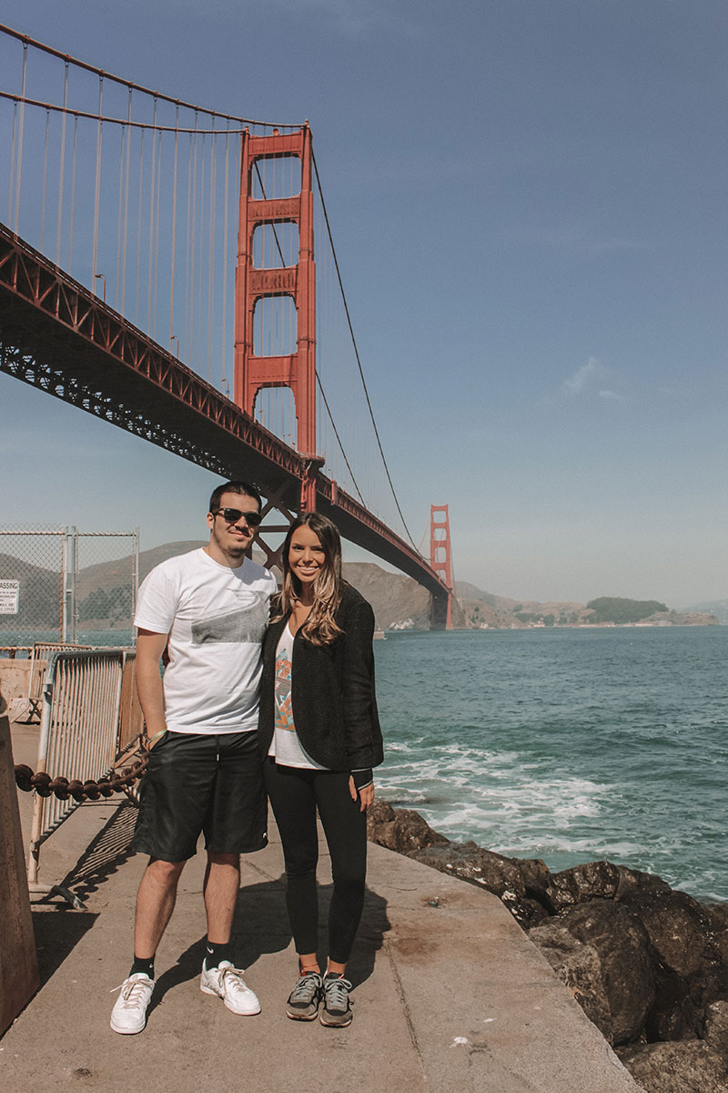 Atravessando a ponte Golden Gate de bicicleta até Sausalito